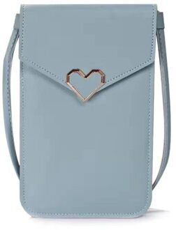Mode Vrouwen Portemonnees Lederen Schouderband Tas Mobiele Telefoon Grote Kaarthouders Portemonnee Crossbody Tassen Handtas Zakken Voor Meisjes lucht blauw