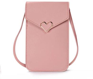 Mode Vrouwen Portemonnees Lederen Schouderband Tas Mobiele Telefoon Grote Kaarthouders Portemonnee Crossbody Tassen Handtas Zakken Voor Meisjes Roze
