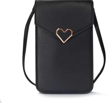 Mode Vrouwen Portemonnees Lederen Schouderband Tas Mobiele Telefoon Grote Kaarthouders Portemonnee Crossbody Tassen Handtas Zakken Voor Meisjes zwart
