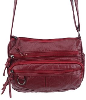 Mode Vrouwen Pu Schoudertas Outdoor Zwart Rood Effen Kleur Toevallige Tas Multifunctionele Handtas Rits Bolsas Vrouwelijke