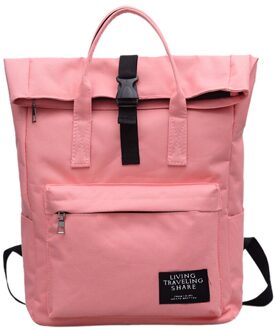 Mode Vrouwen Pure Kleur Rugzak Nylon Waterdichte Schooltas Draagtas Rugzak Grote Capaciteit Rugzak Рюкзак Roze