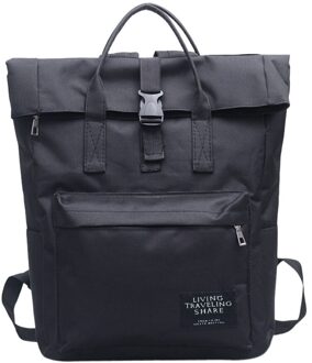 Mode Vrouwen Pure Kleur Rugzak Nylon Waterdichte Schooltas Draagtas Rugzak Grote Capaciteit Rugzak Рюкзак zwart