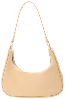 Mode Vrouwen Pure Kleur Schouder Onderarm Zwervers Zakken Casual Dames Rits Kleine Portemonnee Top-Handvat Handtas geel