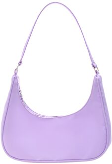Mode Vrouwen Pure Kleur Schouder Onderarm Zwervers Zakken Casual Dames Rits Kleine Portemonnee Top-Handvat Handtas Paars