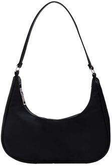 Mode Vrouwen Pure Kleur Schouder Onderarm Zwervers Zakken Casual Dames Rits Kleine Portemonnee Top-Handvat Handtas zwart