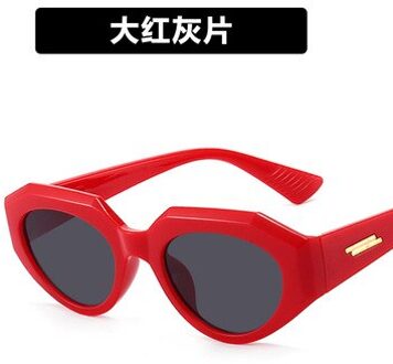 Mode Vrouwen Rechthoek Vintage Zonnebril Retro Punten Zonnebril Vrouwelijke Dame Lenzenvloeistof Cat Eye Vissen Bril rood