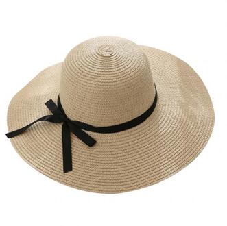 Mode Vrouwen Reizen Strand Bescherming Strik Brede Rand Strooien Hoed Zon Cap Voor dames hoeden Accessoires Beige