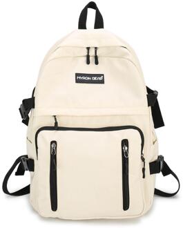 Mode Vrouwen Rugzak Japanse Nylon Waterdichte Reistas Grote Capaciteit Lichtgewicht Schooltassen Beige