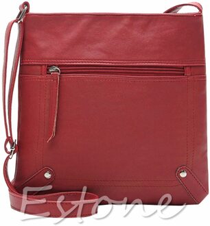 Mode Vrouwen Schoudertas Messenger Bag Handtas Lederen Satchel Cross Body Bags rood