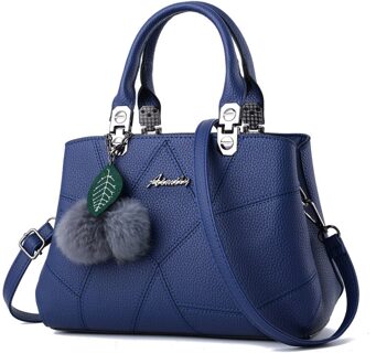 Mode Vrouwen Schoudertassen Pu Lederen Lock Flap Handtas Riem Wilde Crack Afdrukken Plaid Lady Mini Messenger Bag blauw