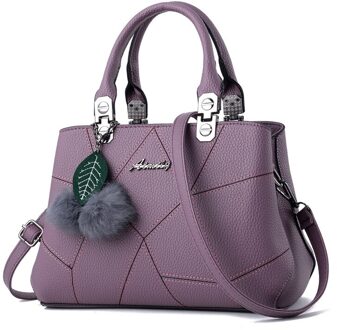 Mode Vrouwen Schoudertassen Pu Lederen Lock Flap Handtas Riem Wilde Crack Afdrukken Plaid Lady Mini Messenger Bag paars