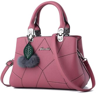 Mode Vrouwen Schoudertassen Pu Lederen Lock Flap Handtas Riem Wilde Crack Afdrukken Plaid Lady Mini Messenger Bag roze