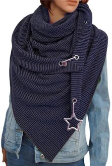 Mode Vrouwen Sjaal Soild Dot Printing Button Soft Wrap Casual Warme Sjaals Leisure Zachte Persoonlijkheid blauw