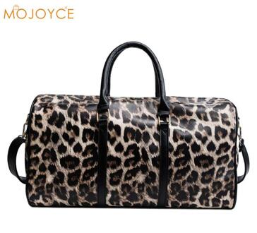 Mode Vrouwen Sling Schouder Handtas Grote Capaciteit Luipaard Crossbody Reistassen PU Lederen Weekend Duffel Messenger Bag