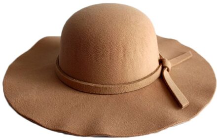 Mode Vrouwen Strand Zonnehoed Golven Grote Rand Sunbonnet Imitatie Wol Zonnehoed JAN88 khaki