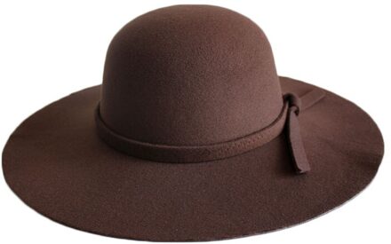 Mode Vrouwen Strand Zonnehoed Golven Grote Rand Sunbonnet Imitatie Wol Zonnehoed JAN88 koffie