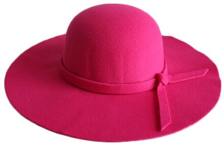 Mode Vrouwen Strand Zonnehoed Golven Grote Rand Sunbonnet Imitatie Wol Zonnehoed JAN88 roos rood
