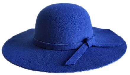 Mode Vrouwen Strand Zonnehoed Golven Grote Rand Sunbonnet Imitatie Wol Zonnehoed JAN88 saffier blauw