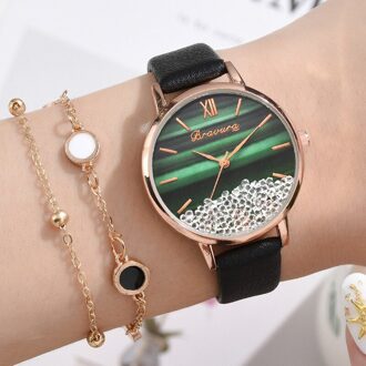 Mode Vrouwen Strass Horloge Dames Luxe Toevallige Quartz Horloge Relogio Feminino Klok groen