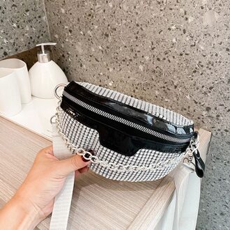 Mode Vrouwen Taille Packs Punk Bum Glitter Fanny Pack Reizen Crossbody Borst Telefoon Pouch Hip Heuptas Strass Taille tas zwart