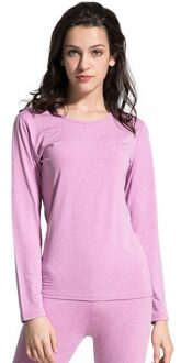 Mode Vrouwen Thermisch Ondergoed O-hals Dikke Lange Onderbroek Sets Winter Warm Solid Tops + Broek Vrouwelijke Basic Ondergoed Zachte M-XXL X68019A42Y / Xxl