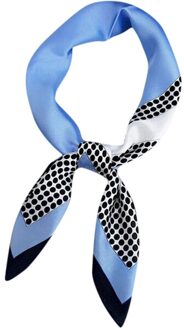 Mode Vrouwen Vierkante Hals Sjaal Alle-Match Wrap Sjaal Elegante Satijn Zijde Hoofddoek Lente Zomer Korea Wraps halsdoek blauw