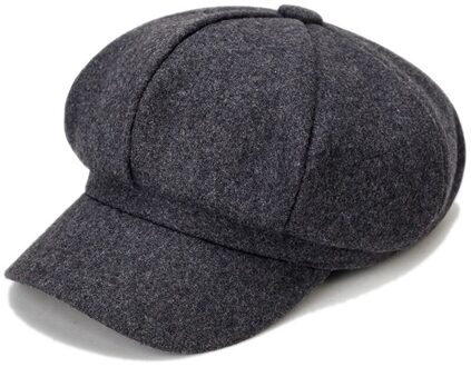 Mode Vrouwen Wollen Achthoekige Cap Brede Rand Baret Hoed Casual Herfst Winter Warm Cap Effen Elegante Dames Hoeden Zwart casual DG