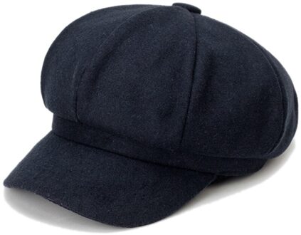 Mode Vrouwen Wollen Achthoekige Cap Brede Rand Baret Hoed Casual Herfst Winter Warm Cap Effen Elegante Dames Hoeden Zwart casual NV