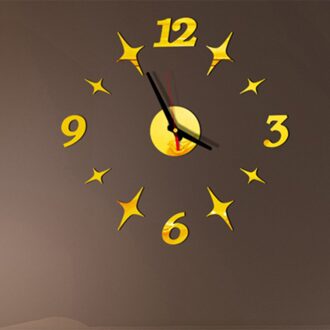 Mode Wandklokken Diy 3D Klok Acryl Spiegel Muur Decor Creëren Wandklokken Woonkamer Decoratie goud