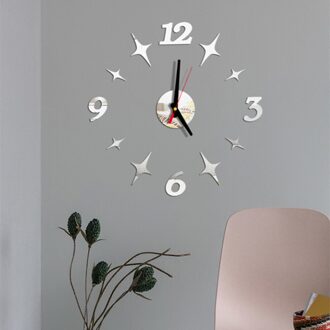 Mode Wandklokken Diy 3D Klok Acryl Spiegel Muur Decor Creëren Wandklokken Woonkamer Decoratie rood