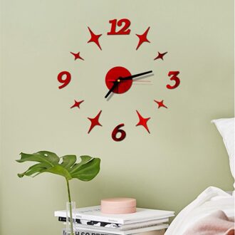 Mode Wandklokken Diy 3D Klok Acryl Spiegel Muur Decor Creëren Wandklokken Woonkamer Decoratie zilver