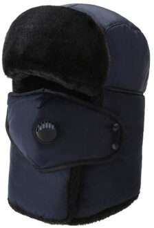 Mode Warme Cap Winter Mannen Oorspronkelijke Winter Hoeden Voor Vrouwen Unisex Warm Thcken Waterdichte Kap Hoed Oor cap Blauw