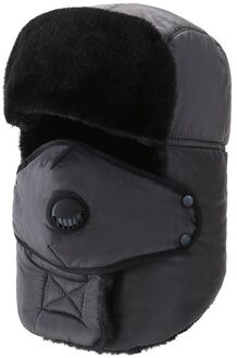 Mode Warme Katoen Cap Winter Unisex Dikke Ademend Afneembare Masker Hoeden Voor Mannen Vrouwen Beschermende Nek Winddicht Ski Caps Grijs