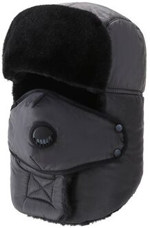 Mode Warme Katoenen Cap Winter Unisex Dikke Ademend Afneembare Masker Hoeden Voor Mannen Vrouwen Beschermende Nek Winddicht Ski Caps grijs