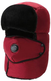 Mode Warme Katoenen Cap Winter Unisex Dikke Ademend Afneembare Masker Hoeden Voor Mannen Vrouwen Beschermende Nek Winddicht Ski Caps rood