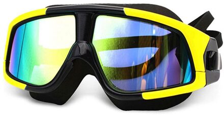 Mode Waterdicht Comfortabele Siliconen Grote Frame Gepolariseerde Zwemmen Bril Anti-Fog Uv Bescherming Zwembril Voor Mannen Vrouwen geel