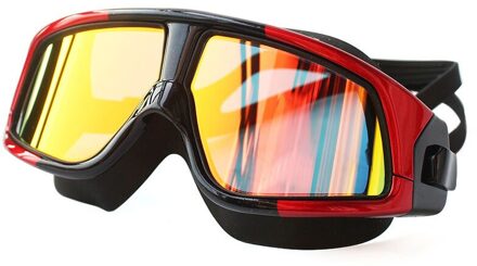 Mode Waterdicht Comfortabele Siliconen Grote Frame Gepolariseerde Zwemmen Bril Anti-Fog Uv Bescherming Zwembril Voor Mannen Vrouwen rood zwart