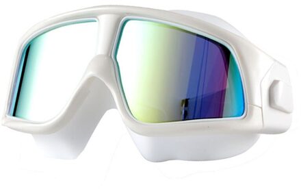 Mode Waterdicht Comfortabele Siliconen Grote Frame Gepolariseerde Zwemmen Bril Anti-Fog Uv Bescherming Zwembril Voor Mannen Vrouwen wit