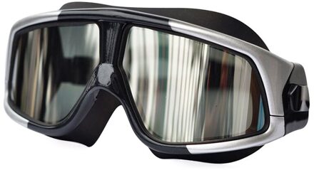 Mode Waterdicht Comfortabele Siliconen Grote Frame Gepolariseerde Zwemmen Bril Anti-Fog Uv Bescherming Zwembril Voor Mannen Vrouwen zilver zwart