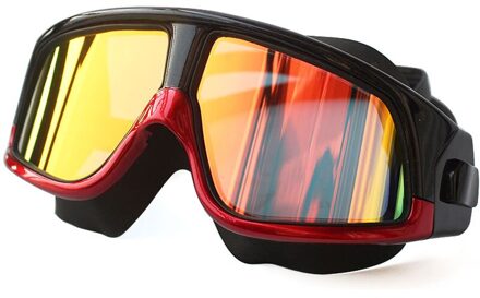 Mode Waterdicht Comfortabele Siliconen Grote Frame Gepolariseerde Zwemmen Bril Anti-Fog Uv Bescherming Zwembril Voor Mannen Vrouwen zwart rood