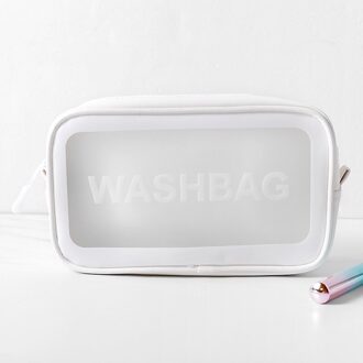 Mode Waterdichte Draagbare Make-Up Cosmetische Toilettas Reizen Make-Up Cosmetische Wassen Tandenborstel Pouch Organizer Bag wit