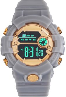 Mode Waterdichte Horloge Jongen Lcd Digitale Stopwatch Datum Rubber Sport Polshorloge Beweging Horloges grijs