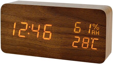 Mode Wekker Led Houten Horloge Tafel Voice Control Digitale Hout Despertador Usb/Aaaa Aangedreven Elektronische Desktop Klokken