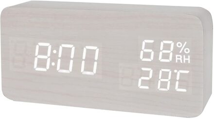 Mode Wekker Led Houten Horloge Tafel Voice Control Digitale Hout Despertador Usb/Aaaa Aangedreven Elektronische Desktop Klokken