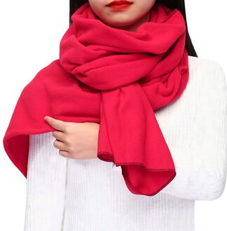 Mode Winter Dikke Warme Grote Sjaal Vrouwen Wraps Vintage Polar Fleece Winddicht Effen Kleur Wilde Sjaal Sjaals 176cm rood