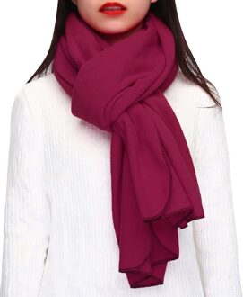 Mode Winter Dikke Warme Grote Sjaal Vrouwen Wraps Vintage Polar Fleece Winddicht Effen Kleur Wilde Sjaal Sjaals 176cm wijn rood