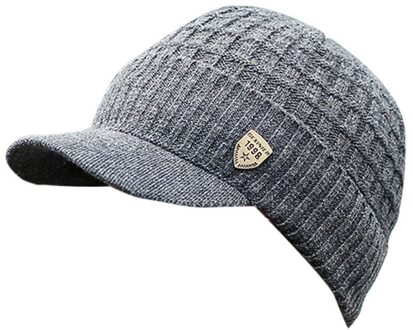Mode Winter Mannen Gebreide Muts Gebogen Effen Kleur Snapback Warm Mannelijke Baseball Cap Outdoor Gebreide Muts Sport Zomen Caps donker grijs