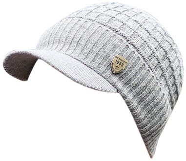 Mode Winter Mannen Gebreide Muts Gebogen Effen Kleur Snapback Warm Mannelijke Baseball Cap Outdoor Gebreide Muts Sport Zomen Caps grijs