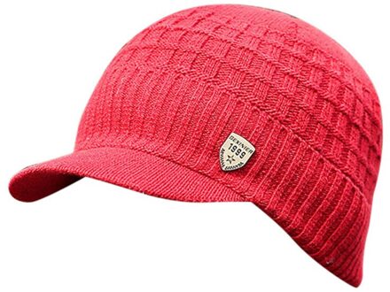 Mode Winter Mannen Gebreide Muts Gebogen Effen Kleur Snapback Warm Mannelijke Baseball Cap Outdoor Gebreide Muts Sport Zomen Caps rood