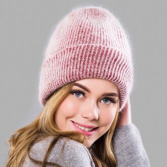 Mode Winter Vrouwen Angola Wollen Gebreide Muts Warme Wol Beanie Outdoor Sport Pet Wollen Cap wijn rood